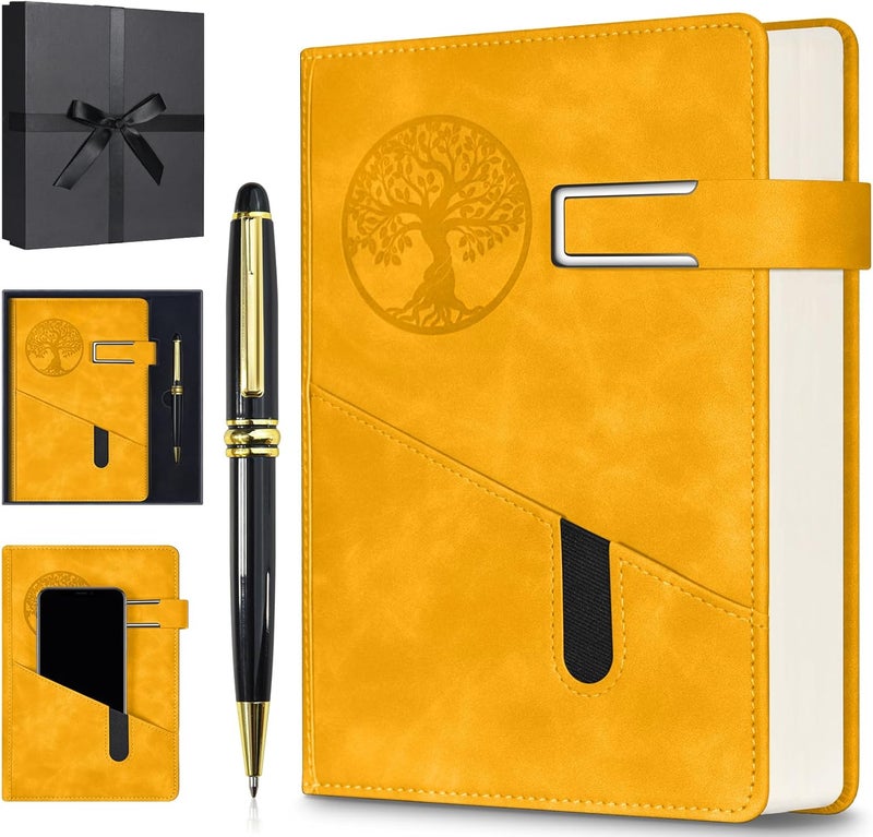 OFFIGIFT Lined Notebook Journal for Men Women, 365 Pages Numbered College Ruled Notebook, Hardcover Leather Journal with Pen & Gift Box, Thick Daily Diary, Professional Notebooks for Work, School, Business, A5 - Image 1